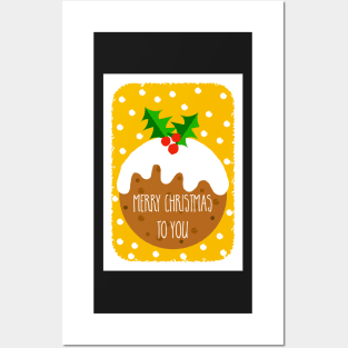 Christmas Pudding Festive Greeting ( yellow version ) Posters and Art